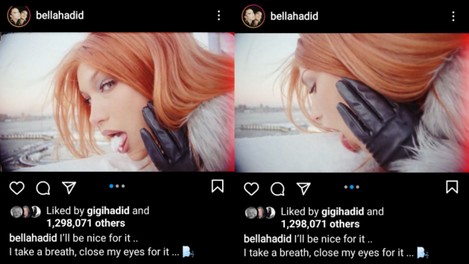 Bella Hadid Pamer Foto Jilat Salju dengan Pose 'Nakal', Fans Heboh