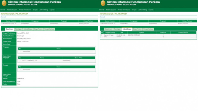 SIPP Pengadilan Agama Jakarta Selatan