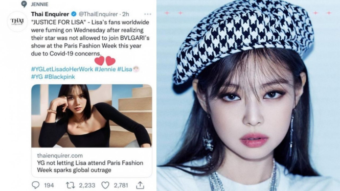 KNetz Tuduh Thai Enquirer Rasis, Tagar Jennie & Lisa BLACKPINK Heboh