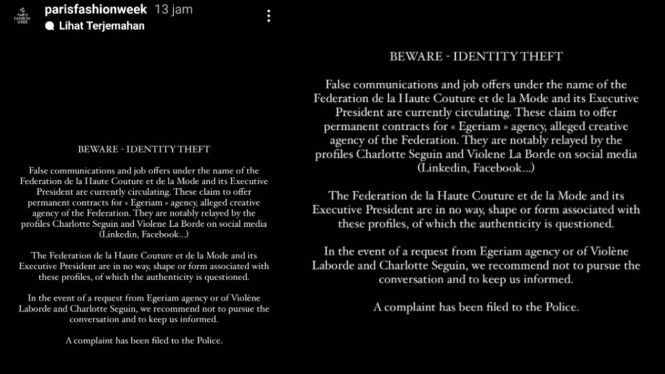 Instagram/parisfashionweek