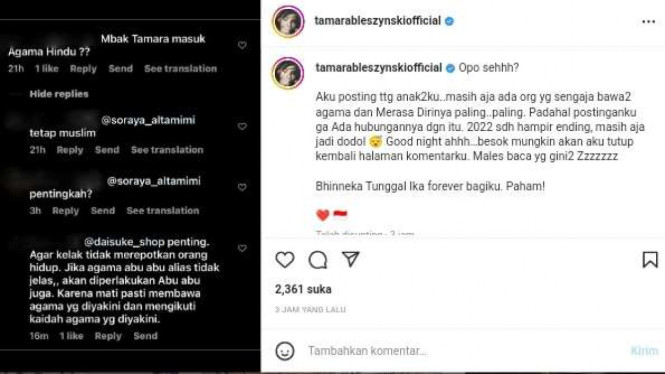 Instagram/@tamarableszynskiofficial