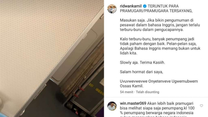 Ridwan Kamil Kesal Instruksi Keselamatan Oleh Pramugari Terlalu Cepat ...