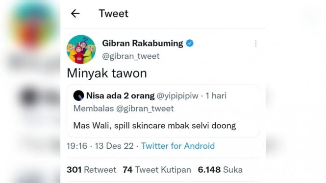 Disebut Gibran Rakabuming Pakai Perawatan Minyak Tawon, Ini Reaksi