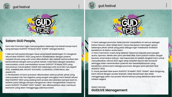 Gudfest 2023 Dibatalkan! Khawatir Adanya Pengerahan Massa Akibat Refund