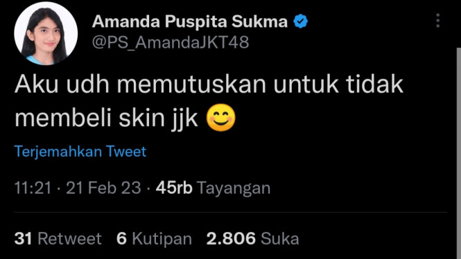 Twitter/ @PS_AmandaJKT48