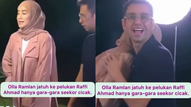 Geger Video Olla Ramlan Peluk Mesra Raffi Ahmad Karena Cicak, Netter