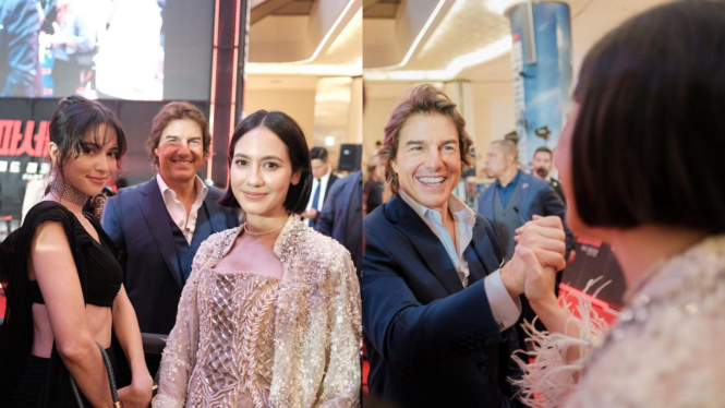 Pevita Pearce Selfie Bareng Tom Cruise, Momen Pegangan Tangan Bikin Baper!