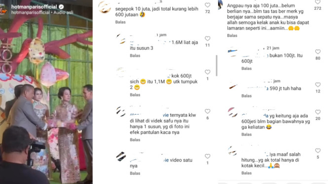 Netizen hitung uang lamaran anak hotman paris