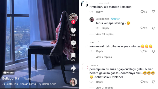 Bella Bonita Posting Foto Pakai Lagu Galau, Netizen: Gak Dibalas Ni ye