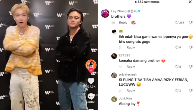 Rizky Febian TikTokan Bareng Lay EXO Pakai Sound Bercanda, Komentarnya