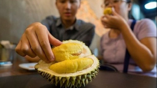 Makan durian.