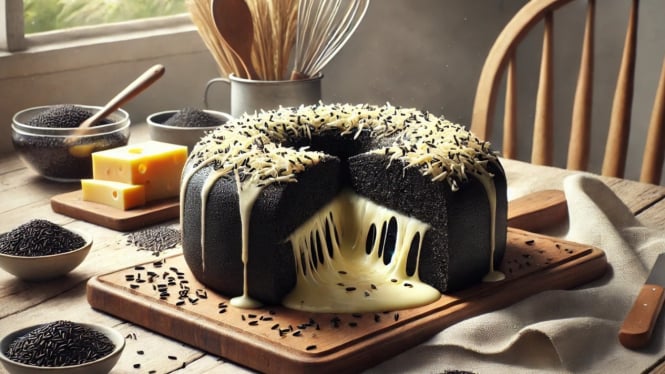 Bolu kukus ketan hitam isi keju