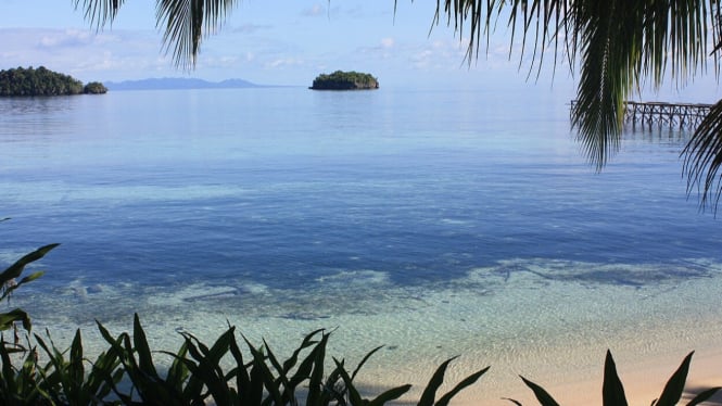 Pemandangan laut dari Pulau Kadidiri di Kepulauan Togean
