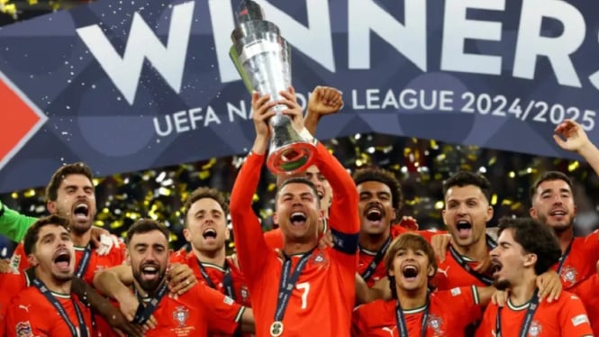 Portugal merayakan gelar juara UEFA Nations League 2025