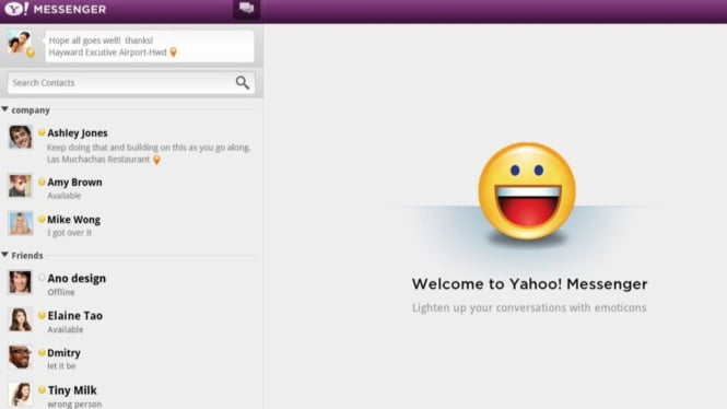Aplikasi Yahoo! Messengger yang pernah populer di awal tahun 2000-an.