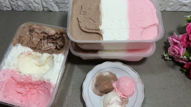 Es krim walls pelangi homemade enak dan banyak