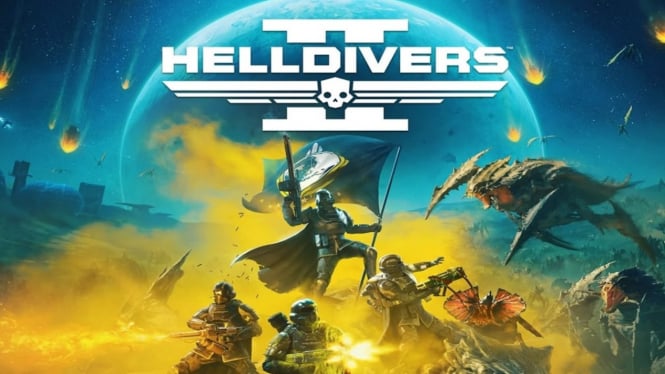 Poster dari game "Helldivers 2" yang resmi meluncur di Xbox.