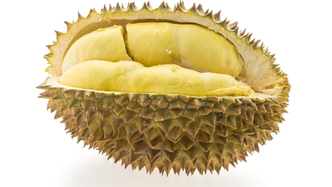 Buah Durian dengan Warna kekuningan menarik di pandang.