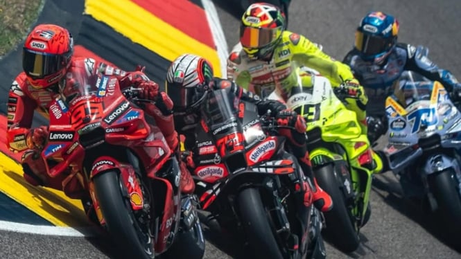Potret MotoGp yang berlangsung di Sirkuit Sachsenring, Jerman.