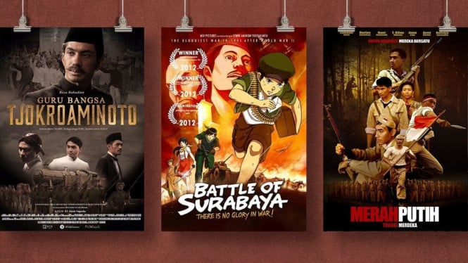 Tiga Poster film bertema kemerdekaan.