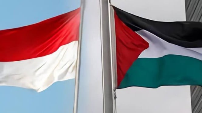Ilustrasi Bendera Indonesia dan Palestina