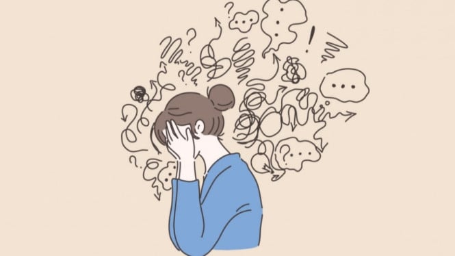 Ilustrasi Wanita  sedang mengalami depresi