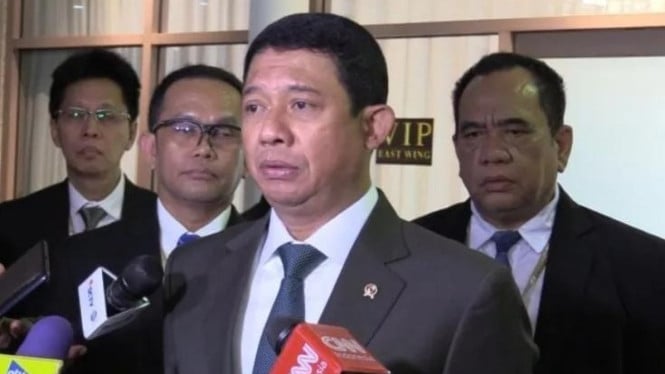 Kepala BNPB, Suharyanto, saat di wawancara wartawan.