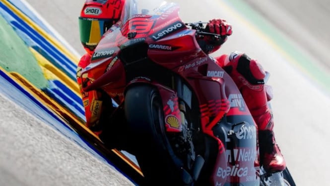 Momen Marc Marquez, saat beraksi dalam sebuah sesi balapan