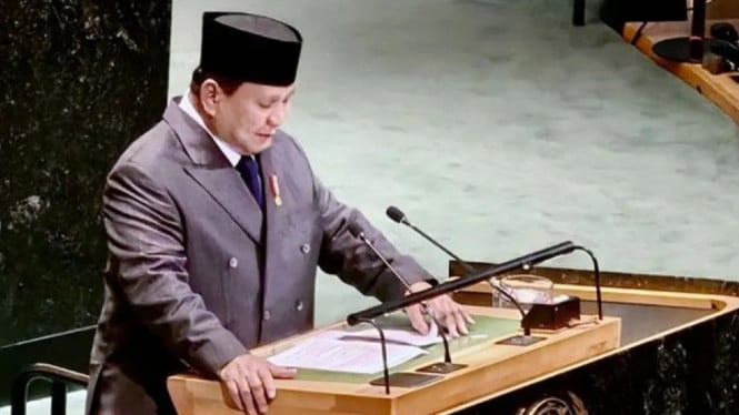 Presiden Prabowo Subianto berpidato acara KTT di Markas PBB