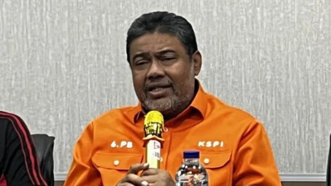 Presiden Partai Buruh Said Iqbal saat jumpa pers