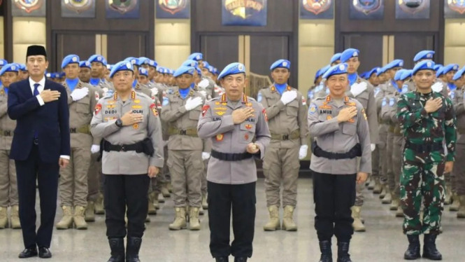 Kapolri Listyo Sigit Prabowo upacara pelepasan Satgas FPU 7 MINUSCA