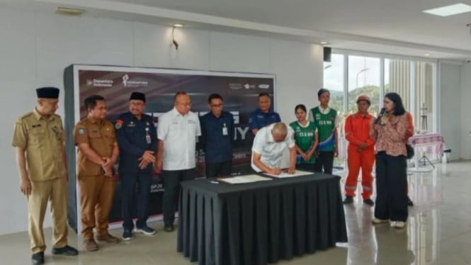 Proses Penandatanganin Perlindungan Pekerja MotoGP Mandalika
