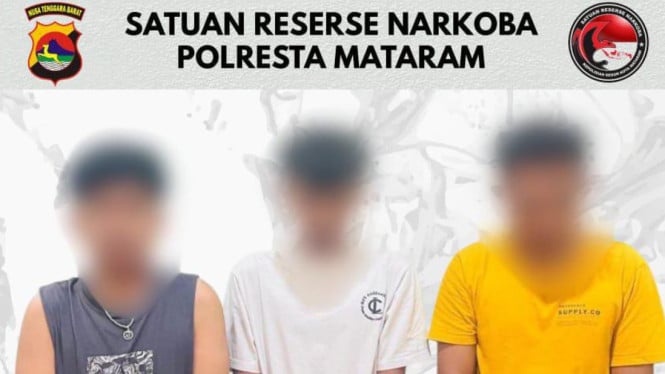 Tiga Terduga Pelaku di Amankan Polresta Mataram beserta barang Bukti