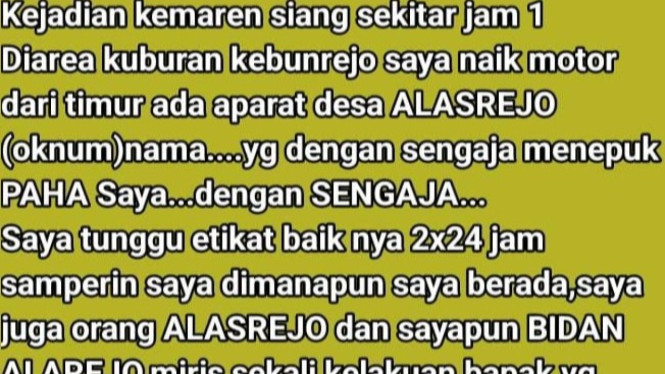 Story WA bidan dugaan korban pelecehan seksualitas