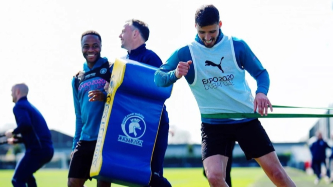 Pemain Man City di sesi latihan