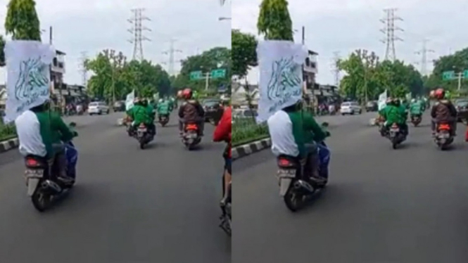 Tangkap layar video aksi konvoi bawa bendera khilafah