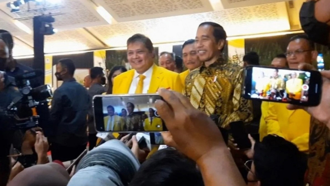 Presiden Jokowi usai menghadiri HUT ke 58 Partai Golkar