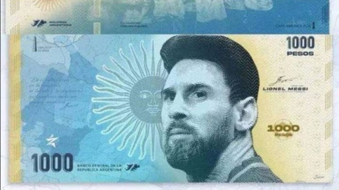 Desain Wajah Leonel Messi di 1000 Peso
