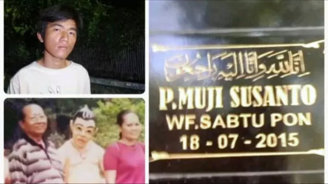 Potret keluarga Tiko dan makam diduga ayahnya