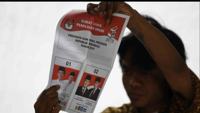 Surat suara Pilpres pada Pemilu tahun 2019