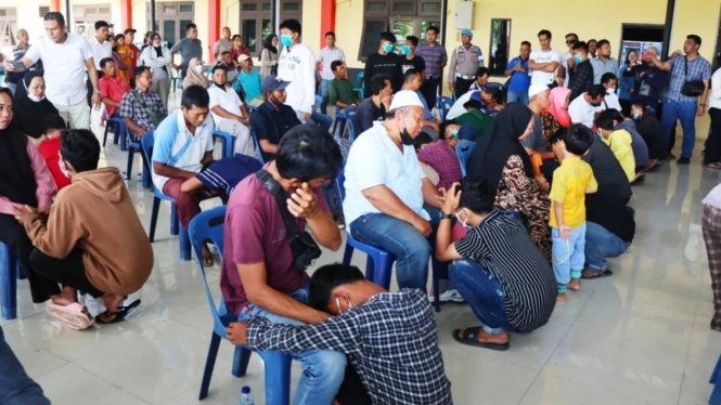 Puluhan remaja geng motor saat diamankan di Polresta Deli Serdang