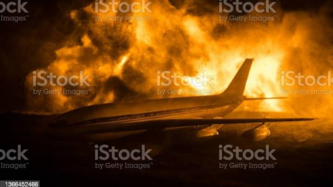 Ilustrasi pesawat terbakar