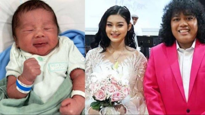 Marshel Widianto dan istrinya, Cesen JKT48 serta sang anak