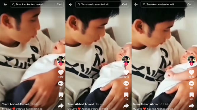 Tangkapan layar video Alshad Ahmad gendong bayi