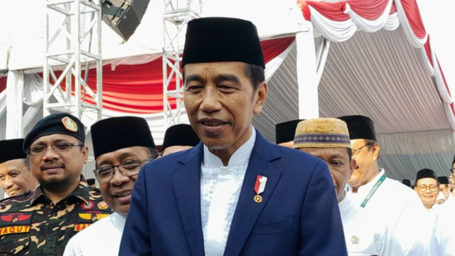 Presiden Jokowi di Acara Hari Santri 2023 di Surabaya.