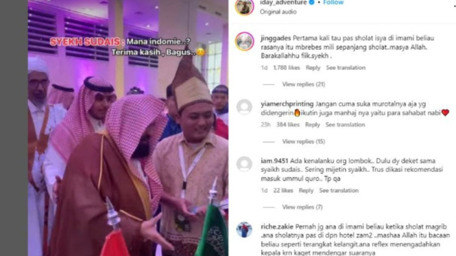 Syekh Sudais nyari Indomie di stand kuliner Mahasiswa Indonesia.