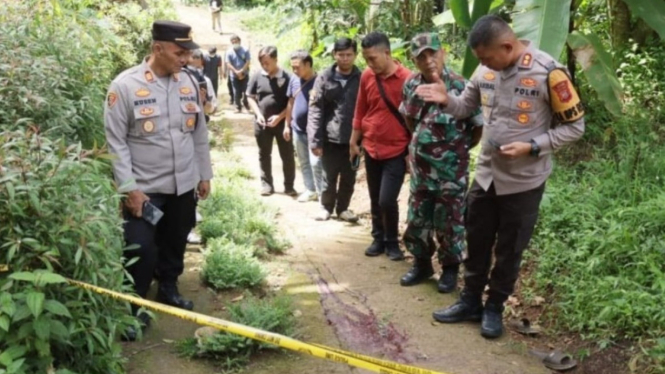 Olah TKP kasus suami mutilasi istri di Ciamis, Jawa Barat.