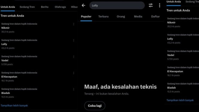 Nama Lolly hilang di radar medsos X.