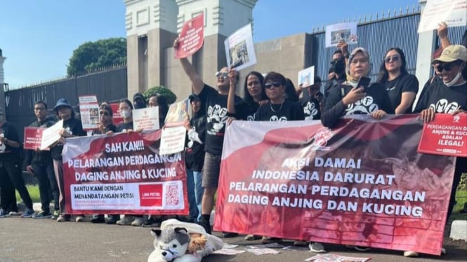 DMFI menggelar aksi demo di kompleks Gedung DPR RI Jakarta