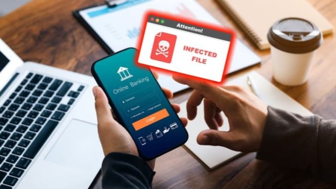 Ilustrasi Handphone Terkena Malware